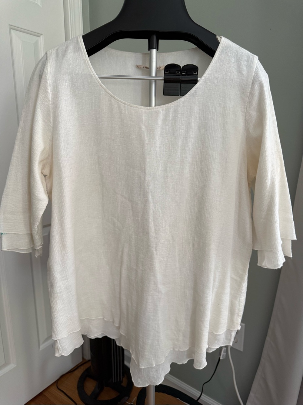 Soft Surroundings White Gauze Cotton Tunic Top Large Boho Lagenlook Coastal